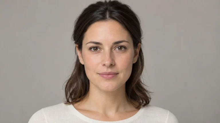 Visage vu de face avec les cheveux dégagés derrière les oreilles.